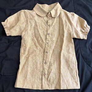NWOT Linen Peter Pan Collared Short Sleeve Shirt  - Size XS, Yellow